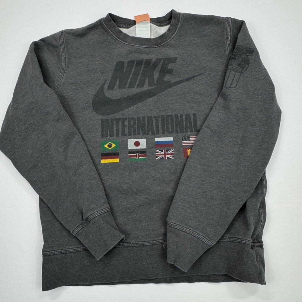 Vintage Nike Track & Field Sweatshirt International Flags Size M Gray